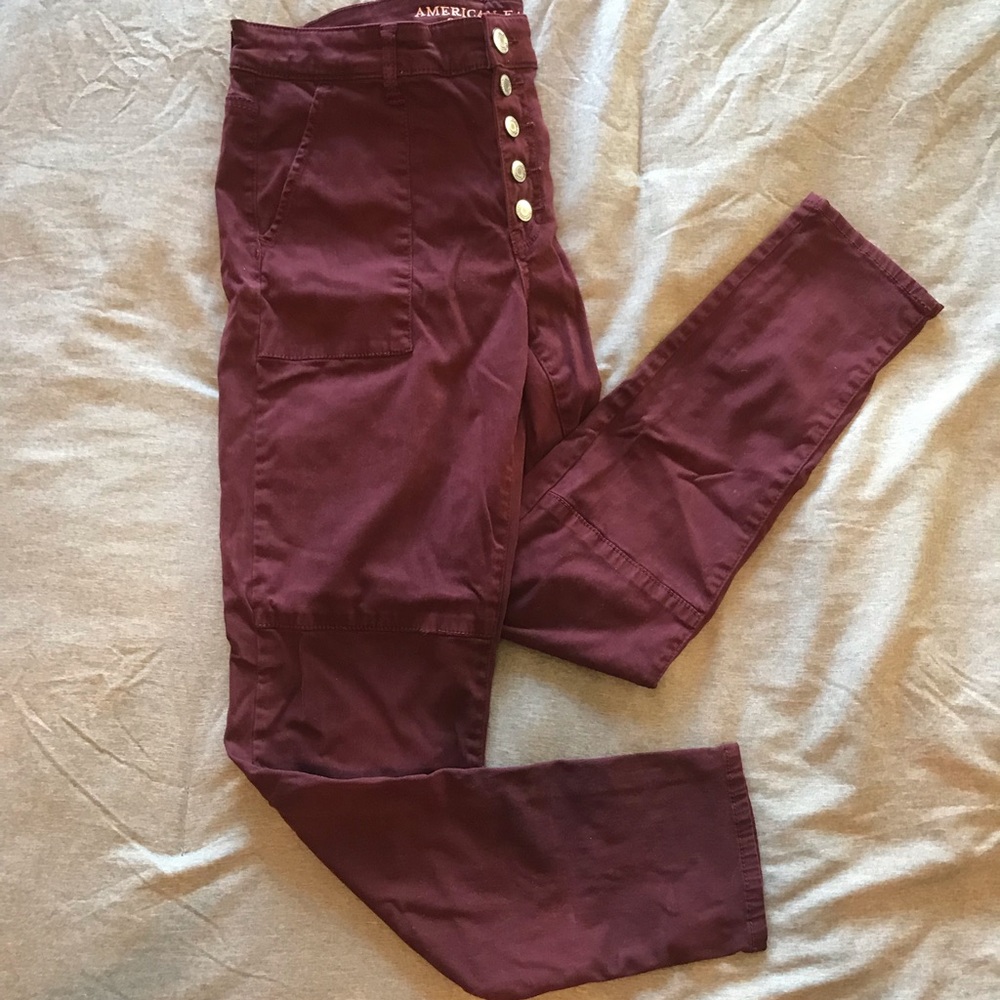 American Eagle maroon button up pants